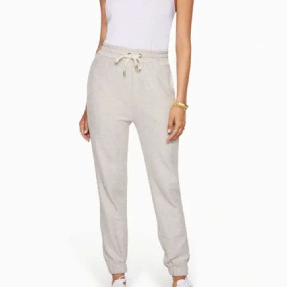 NWT New RAMY BROOK Dressy Dee Jogger Pant Sweats Natural Cream Tan Texture M